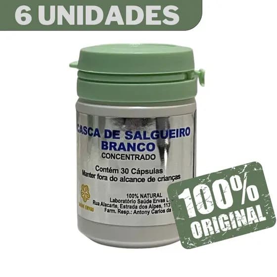 Kit 6 Frascos Casca de Salgueiro Branco - Legítimo