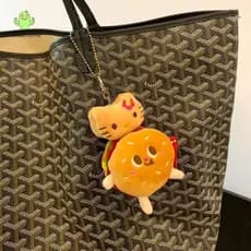 HENGHOME Doce Bonito Sanrio Hambúrguer Olá Kitty Boneca De Pelúcia Brinquedos Chaveiro Pingente KT Gato Mochila Enfeites
