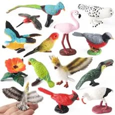 Figura de Ação Modelo de Pássaro Animal Papagaio Flamingos Beija-flor Coruja Pega Miniatura Educação Brinquedo Infantil