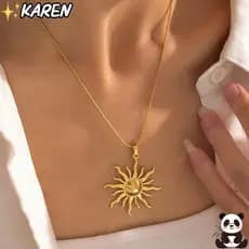 Colar com Fecho Lagosta KAREN, Pingente de Sol Dourado Conciso, Joia de Aço Inoxidável 316L