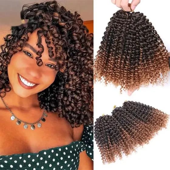 (3pcs) Marlybob Crochet Trança De Crochê Cabelo De 8 Polegadas De Passion Twist Sintético Kinky Curly Extensões