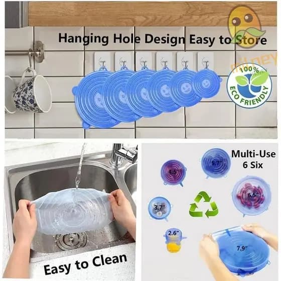 MILLNEY 6 Pcs Tampas De Silicone , Capa Reutilizável Antiderrapante Para Manter Fresco , Tampa Extensível Tigela De Uten