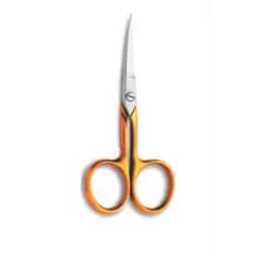 Tesoura fina curva 3 1/2" uso profissional ou pessoal para cuidados com unhas e design de sombracelhas GlobalMil Ref.103