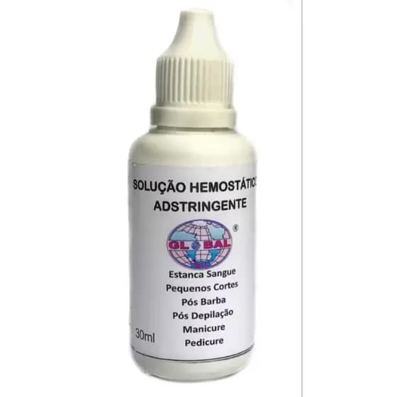 01 Solução Hemostática Adstringente 30ml estanca sangue para manicure, pedicure, podólogos, barbearia e pets. Global Mil