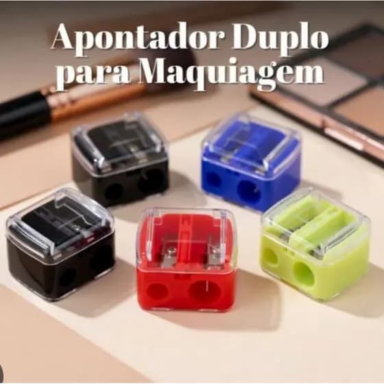 12 Apontadores para lápis maquiagem com 2 orifícios Global Mil Ref.134