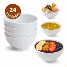 Kit Pote Cumbuca Tigela Melamina 400ml Caldo Sopa Açaí Sorvete Sobremesa Redonda