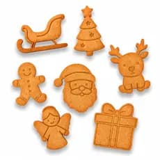 kit 7 Cortador Marcador Tema Natal para Biscoitos e Pasta Americana Vermelho