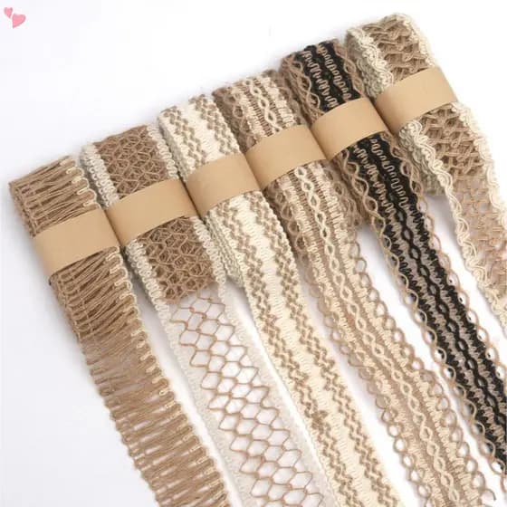 Guarnição De Fita De Renda De Serapilheira Natural , Artesanal De Juta De 2 M Para Costura DIY , Decorações Rústicas De