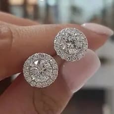 MONICOO Novo estilo 1 quilate redondo Moissanite brincos banhados a branco zircão brincos de noivado