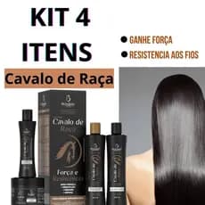 Kit Capilar Shampoo Condicionador Mascara de Hidratação Leave In Cavalo de Raça Anti Queda Força e Crescimento Bio Ins