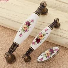 Botão De Tração Do Armário TIANCHUANG , Maçaneta De Cerâmica Europeia De Bronze Antigo , Maçanetas Duráveis De Flores