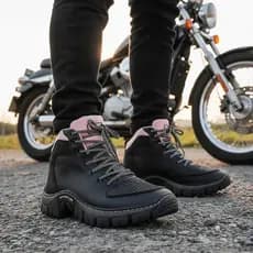 Bota Feminina Adventure Motoqueira Coturno Rosa Mulher Confortável Sola Costurada 34 ao 39