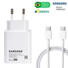Carregador Samsung Turbo Branco 45W  Book 360 Pro  Book 2 360 - Book 2 Pro Book 3 360 - Book 3 Pro Book 4 360 Book 4 Pro
