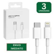 Kit 3 Cabos Para Iphone 6 7 8 X Xr Xs 11 12 13 14 Pro Max Turbo Cabo Blindado e Resistente