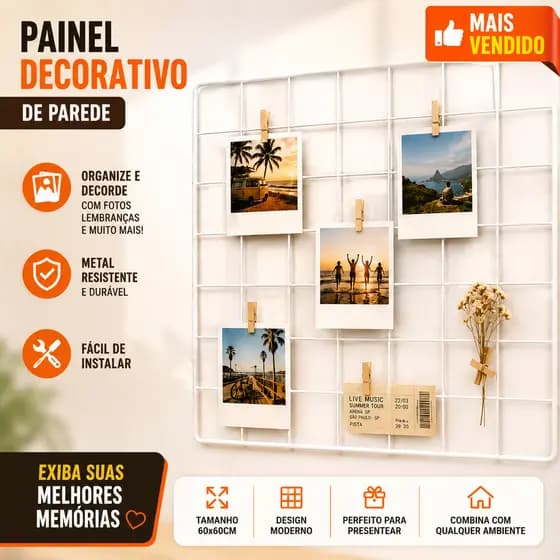 KIT 4 Painel de Recados Aramado Mural de Fotos Aramado Tela 30x40