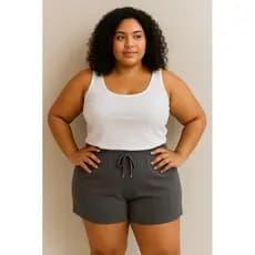 SHORT FEMININO MOLETINHO - PLUS SIZE G1 G2 G3 / ELASTICO CONFORTÁVEL - CASUAL - BASICO