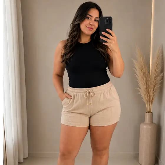 SHORTS FEMININOS CANELADOS PLUS SIZE - CASUAL- DIA A DIA – CONFORTO, ESTILO E VERSATILIDADE