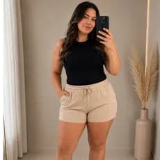 SHORTS FEMININOS CANELADOS PLUS SIZE - CASUAL- DIA A DIA – CONFORTO, ESTILO E VERSATILIDADE