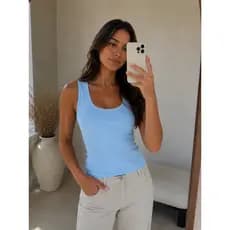 BLUSA REGATA  RIBANA CANELADA FEMININA - REGATA JUSTA EM POLIAMIDA -CONFORTO, ESTILO E VERSATILIDADE