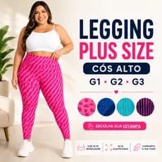 Legging Plus Size Cós Alto Feminina Suplex G1 G2 G3 Academia Fitness Estampada Modeladora |900E| Oferta