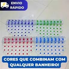 KIT Tapetes de Banheiro para Box Tapete Antiderrapante Diversas Cores PVC Furado Ventosas Tapetinho