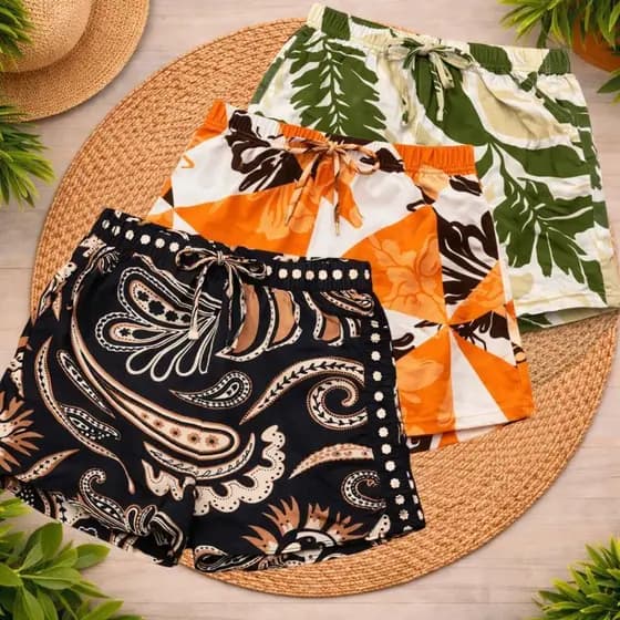 Kit 3 Shorts Feminino Viscose Casual Malha Fresquinha
