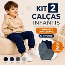 Kit 2 Calças Moletom Infantil Flanelada Menino Menina Inverno Quentinha |930| Oferta