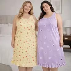 Camisola Plus Size Feminina G1 G2 G3 Regata  Confortável Estampada Noite Conforto |03PL| Oferta