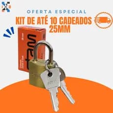 Cadeado 25MM Stam Original Zamac E-Coat Reforçado Alta Segurança Durabilidade Dourado Com 2 Chaves