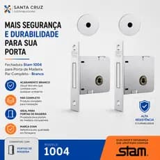 Fechadura Trava Auxiliar Tetra para Porta Inox 1004 Par com 4 Chaves – Stam