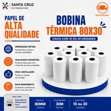 Bobina Térmica 80x30 Cupom Fiscal PDV 30m Branca