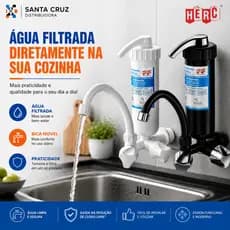Torneira com Filtro Purificador para Cozinha de Parede com Bica Móvel - Herc