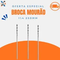 Kit 12 Brocas Mourão 1/4" x 250mm para Madeira e Telha Fibrocimento - Lótus