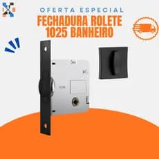 Fechadura para Porta de Banheiro sem Chave Preta com Roseta Quadrada 1025 – Stam