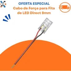 Cabo de força para Fita Led direct 8mm Unitário e Kit - Lumanti