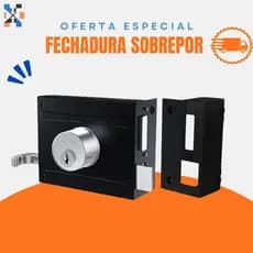 Fechadura Para Portão 701/100 Sobrepor Preto Fosco Stam Resistente Versátil Com 2 Chaves
