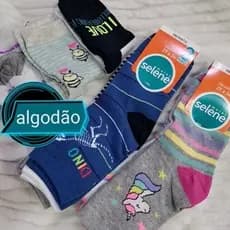Meia Selene De Algodão Kit/3 Pares Cano Longo Ou Soquete Infantil E Adulto Todos Tamanhos