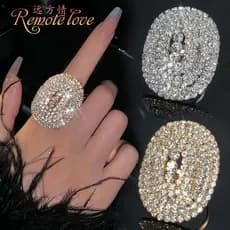 High-end brilhante strass anel feminino luz luxo elegante abertura anel ajustável anel de dedo indicador J26