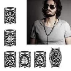 Runes Hair Beard Beads for Bracelets Pendant Necklace