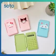 Soto Sanrio Kuromi Olá Kitty Calculadora Kawaii Flip Capa Multifuncional Pochacco Mini Calculadora Portátil Presente De