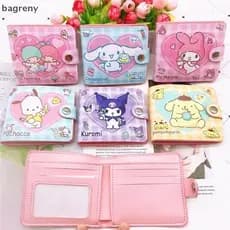 [bagreny] Bolsa De Impressão Kuromi Cinnamoroll Fofa De Desenho Animado Carteira De Couro Dobrada Para Meninas Porta-Car