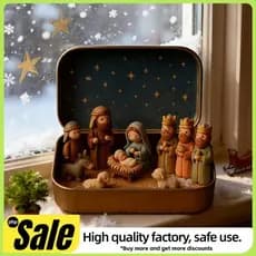 Conjunto De Presépio De Natal , Tamanho De Bolso , Pequena Caixa De Lata , Decoração De Nascimento De Jesus Exibição De
