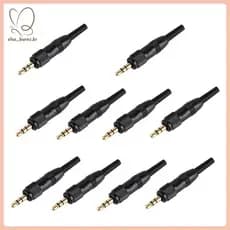 [elva_burns.br] 10 Unidades De 3.5 Mm Com Parafuso Estéreo E Trava De Áudio Conector Para Adaptador De Plugue Sobressale