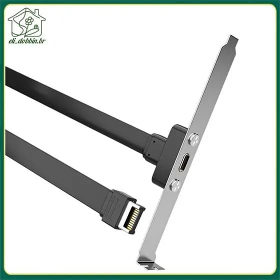 [eli_dobbin.br] Cabo Defletor USB3.1 19PIN/TYPE-E Para C Front Mother Chassis PCI Bit Plano Curto De 10 Gbps Fácil Insta