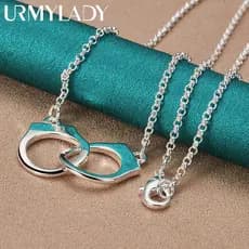 URMYLADY 925 Algemas De Prata Esterlina 18 Polegada Pingente Colar Para Mulheres Casamento Moda Jóias