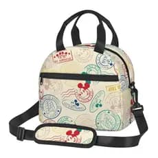 Lancheira Mickeys Fofo Reutilizável Para Mulheres Grande Capacidade Almoço Com Bolso Lateral E Alça De Ombro Meninos Adu