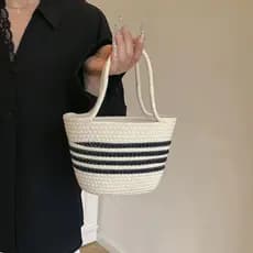 Decorador Listrado Design Palha Sacola Grande Capacidade Praia Estilo Boho Bolsa De Compras Bolsas Para Mulher Novo