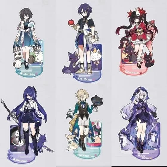 Honkai : Star Rail Nova Chegada Little Cat Series Acrílico Stand Bonito E Altamente Estético Decoração De Mesa , Present