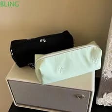 Bolsa De Caneta BLING , Lápis De Grande Capacidade Bordado Com Laço , Papelaria Portbale , Escritório Escolar