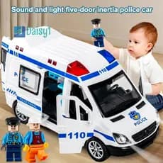 Daisy1 Mini Carro Diecast Ambulância Caminhão De Bombeiros Modelo De Policial Som E Luz Veículo Simulação Coleção Presen